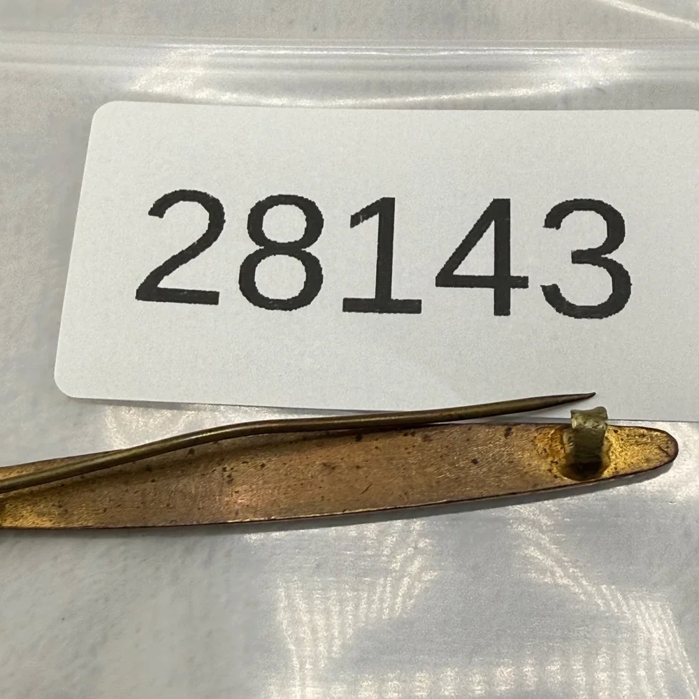 Vintage Enamel Bar Brooch Gold Tone Flower